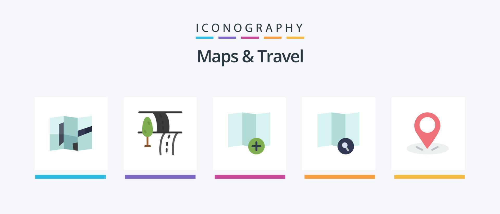 Maps and Travel Flat 5 Icon Pack Including . new. pin. gps. Creative Icons Design vector