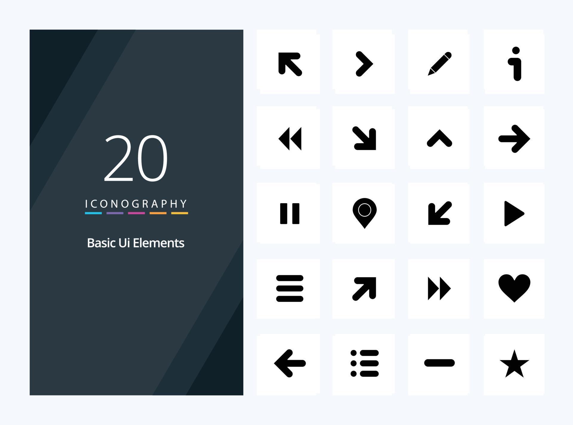 20 Basic Ui Elements Solid Glyph icon for presentation 19256764 Vector ...
