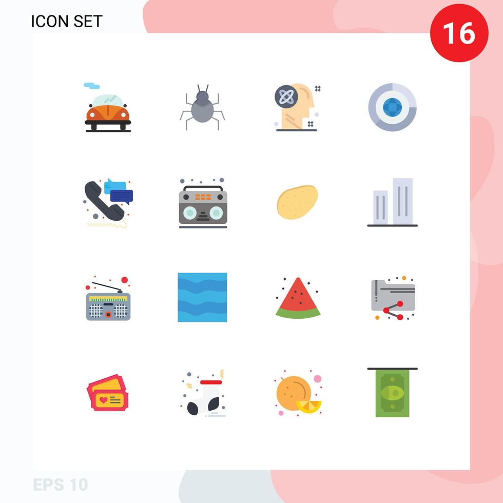 Universal Icon Symbols Group of 16 Modern Flat Colors of phone marketing mind finance business Editable Pack of Creative Vector Design Elements