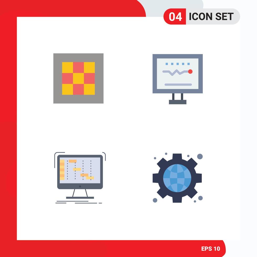 4 Universal Flat Icon Signs Symbols of grid hospital area cardiology application Editable Vector Design Elements