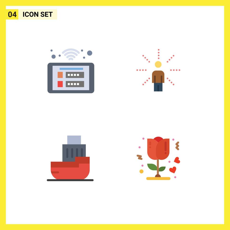 Pictogram Set of 4 Simple Flat Icons of access sense smart feel logistic Editable Vector Design Elements