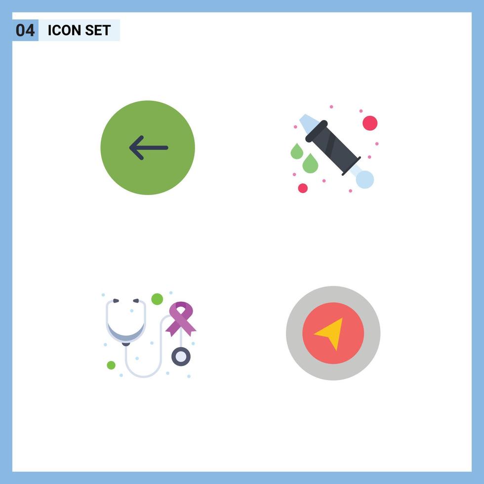 Group of 4 Modern Flat Icons Set for back stethoscope play water gun care Editable Vector Design Elements