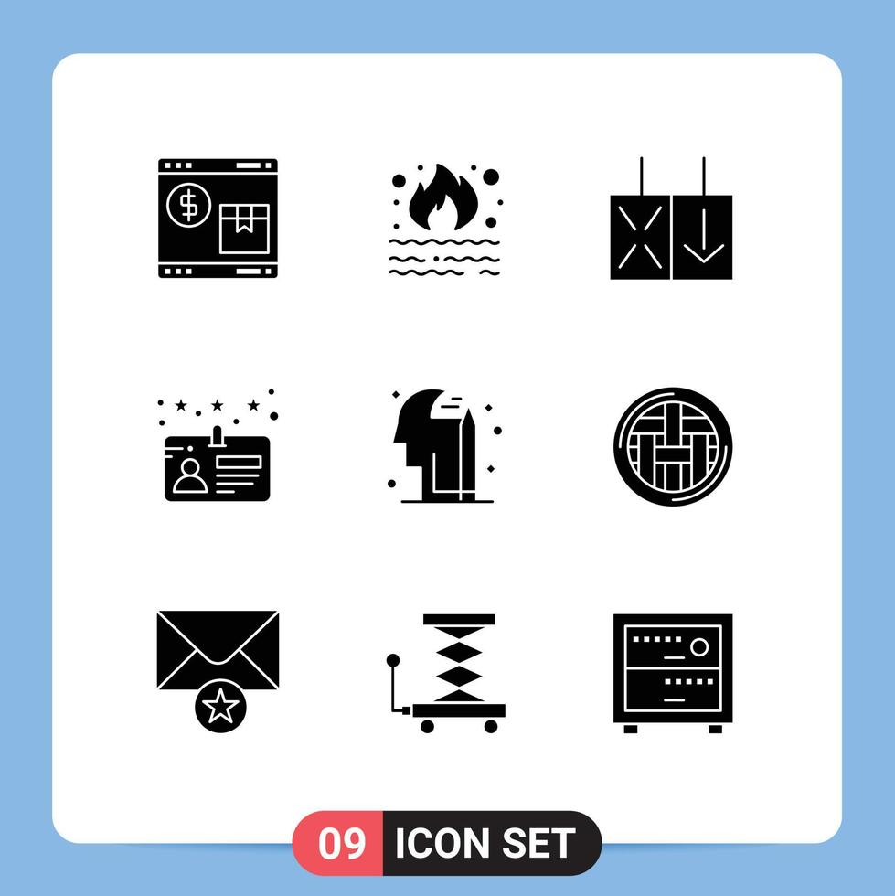 Modern Set of 9 Solid Glyphs and symbols such as mind license pollution driver traffic Editable Vector Design Elements