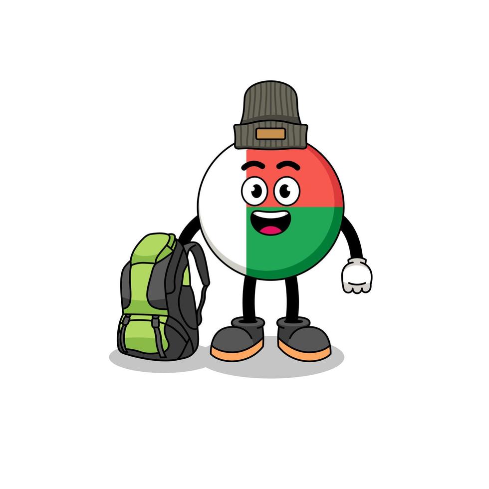 Illustration of madagascar flag mascot as a hiker vector