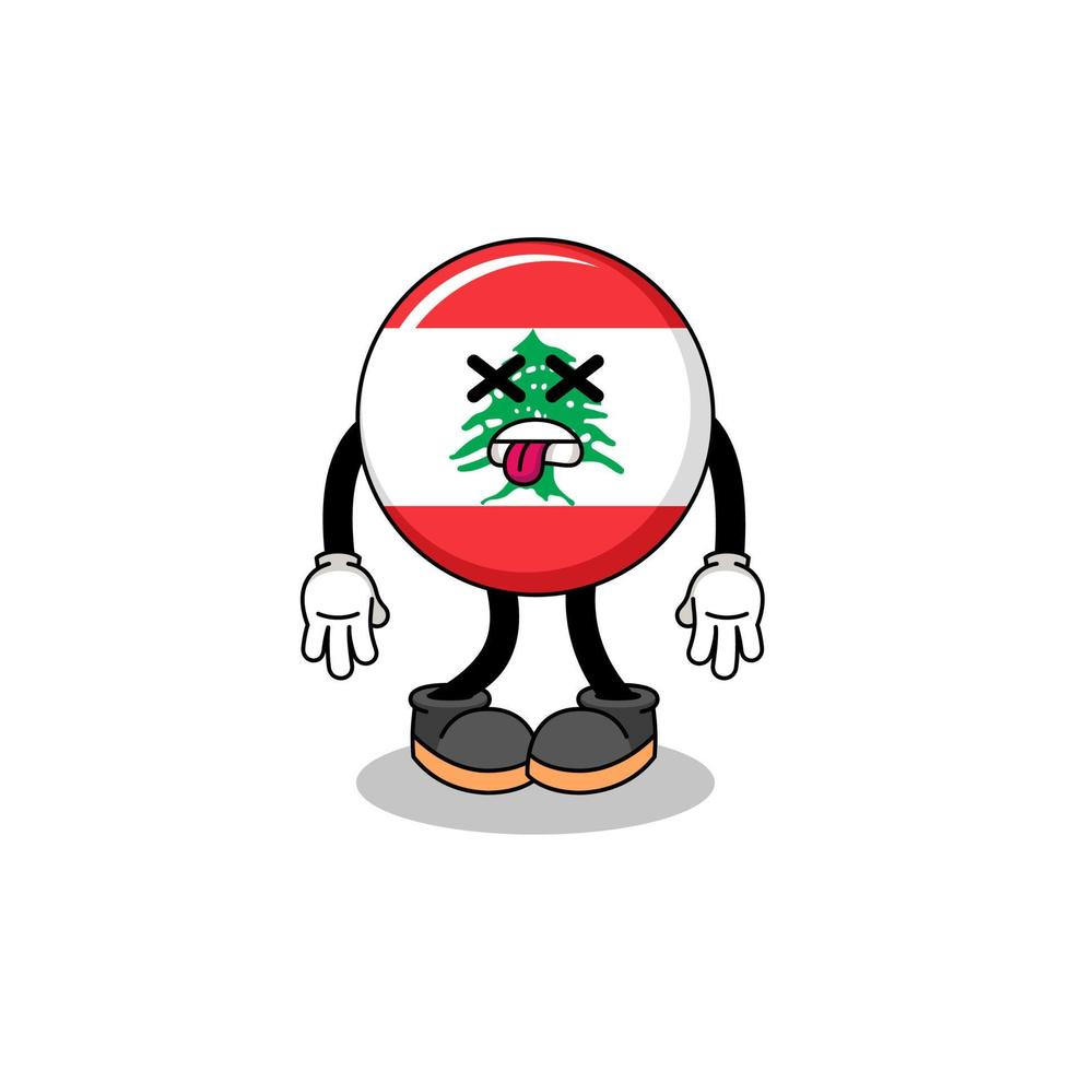 lebanon flag mascot illustration is dead vector