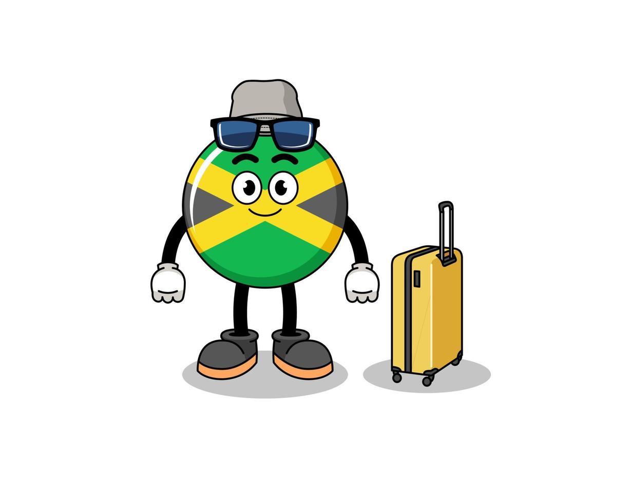 mascota de la bandera de jamaica haciendo vacaciones vector