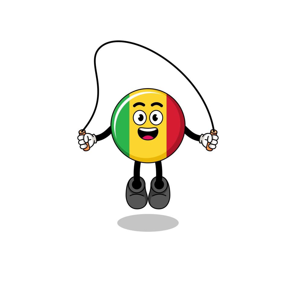 mali flag mascot cartoon is playing skipping rope vector