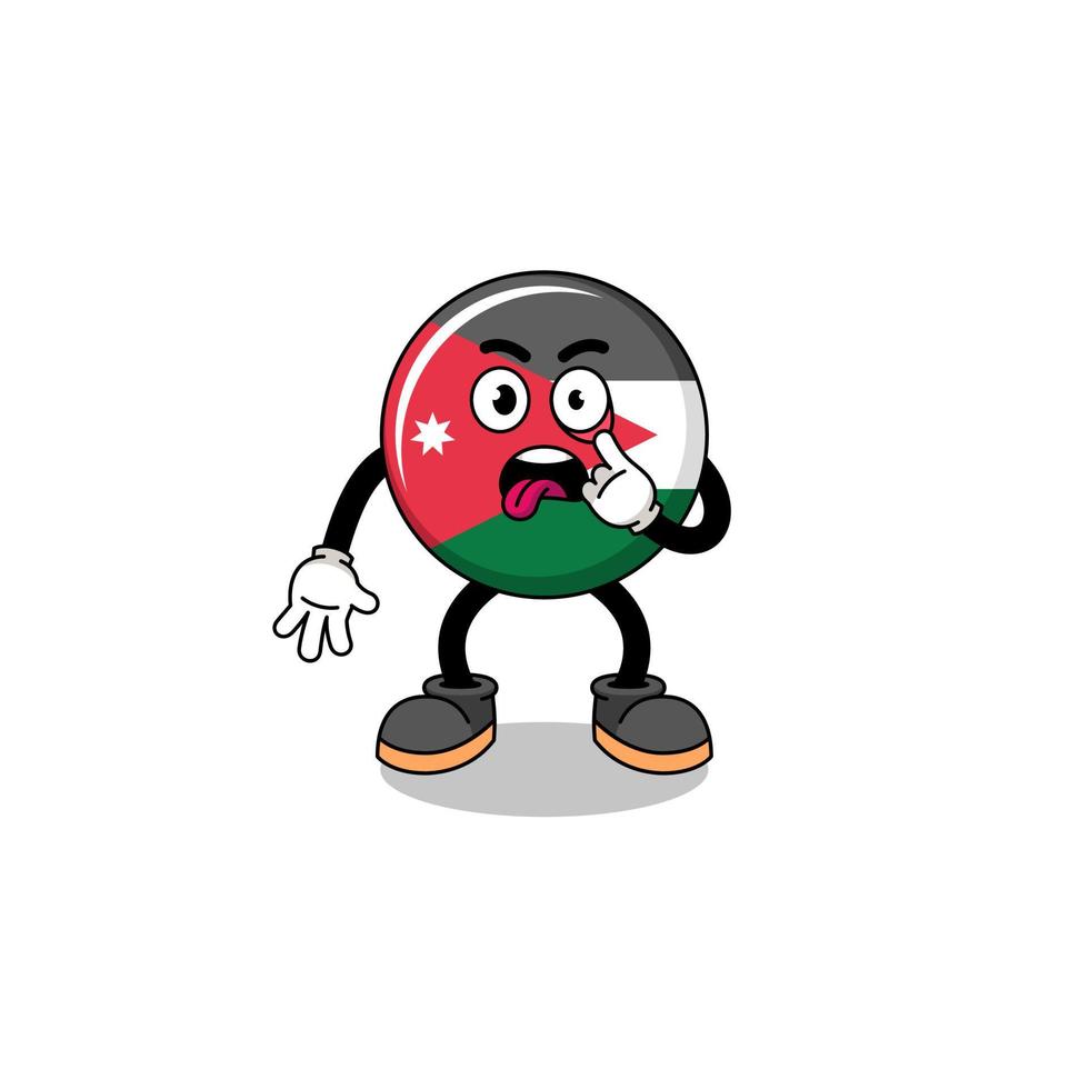 Character Illustration of jordan flag with tongue sticking out vector