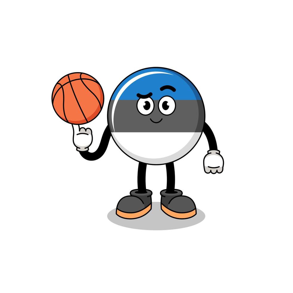 ilustración de la bandera de estonia como jugador de baloncesto vector