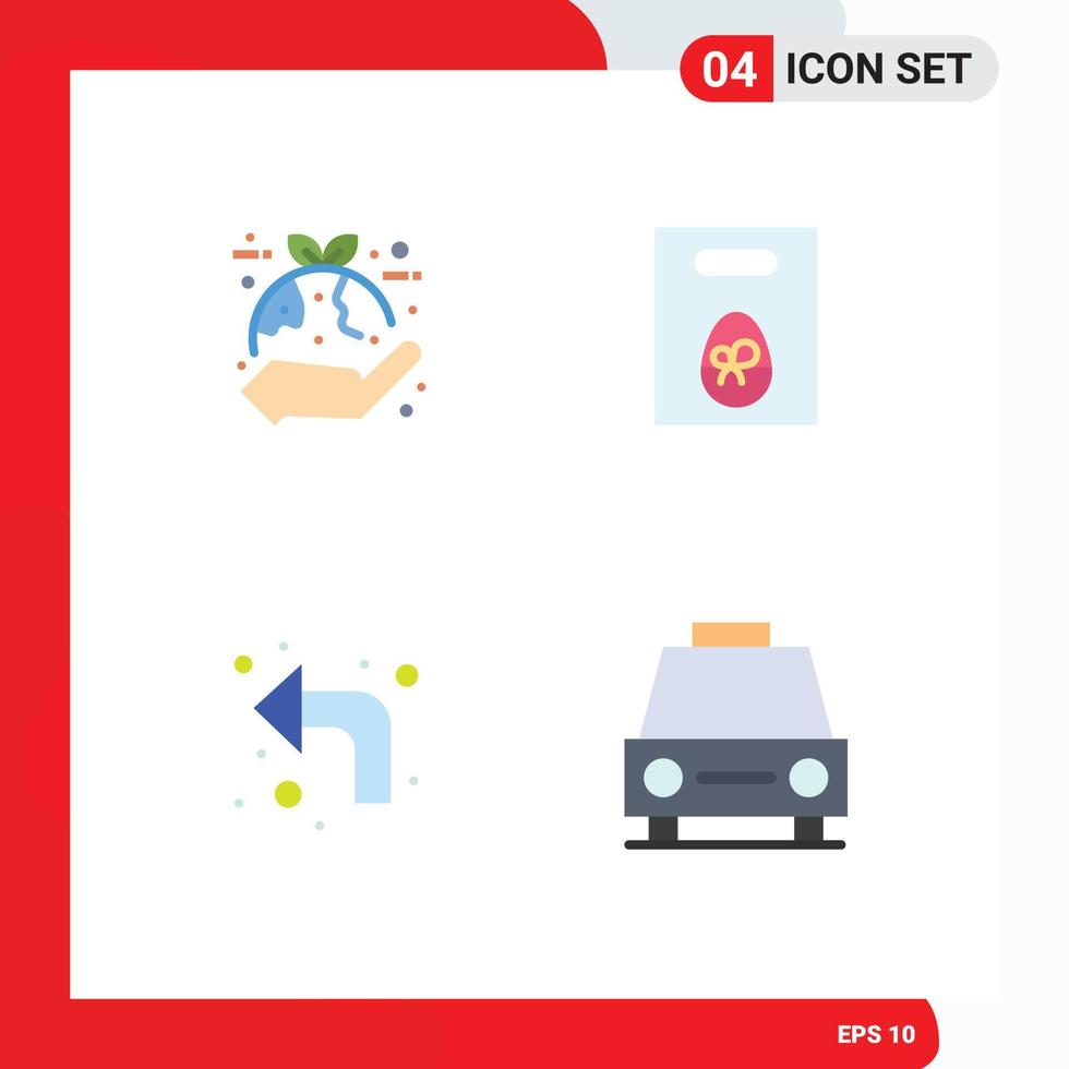 Mobile Interface Flat Icon Set of 4 Pictograms of plant arrows hand egg up Editable Vector Design Elements