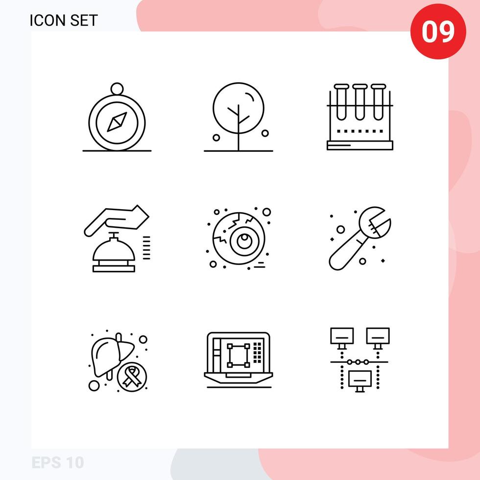 Set of 9 Vector Outlines on Grid for halloween security erlenmeyer flask cyber gdpr Editable Vector Design Elements