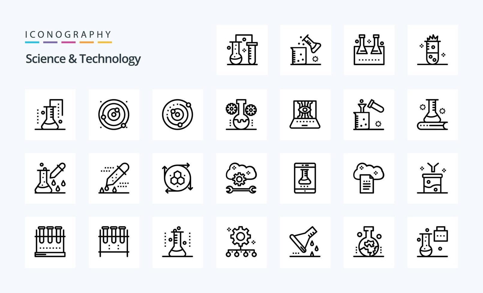 25 Science And Technology Line icon pack vector