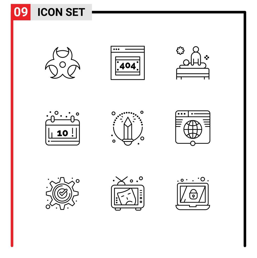 Universal Icon Symbols Group of 9 Modern Outlines of art season body october autumn Editable Vector Design Elements