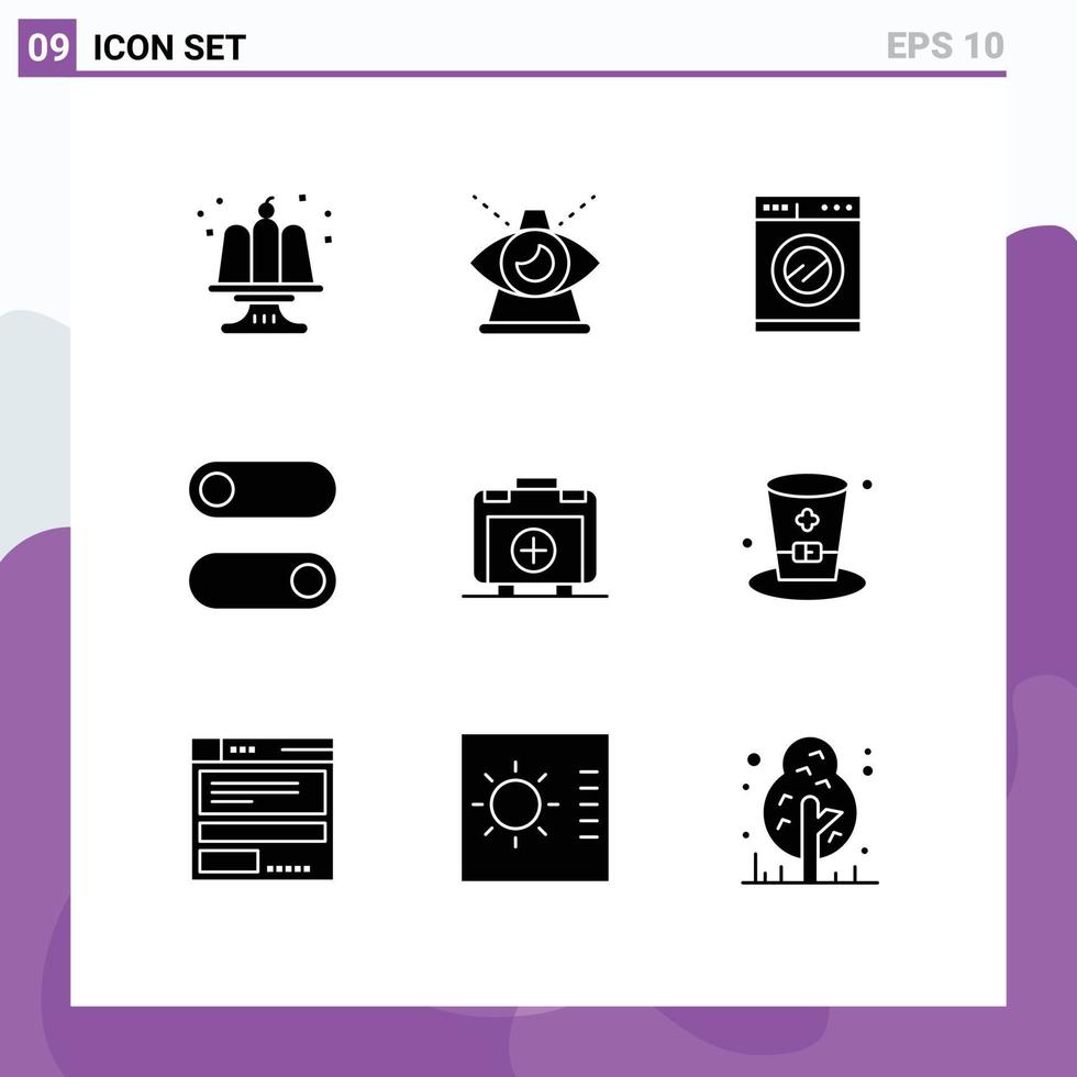 9 Creative Icons Modern Signs and Symbols of healthbag handbag providence toggle control Editable Vector Design Elements