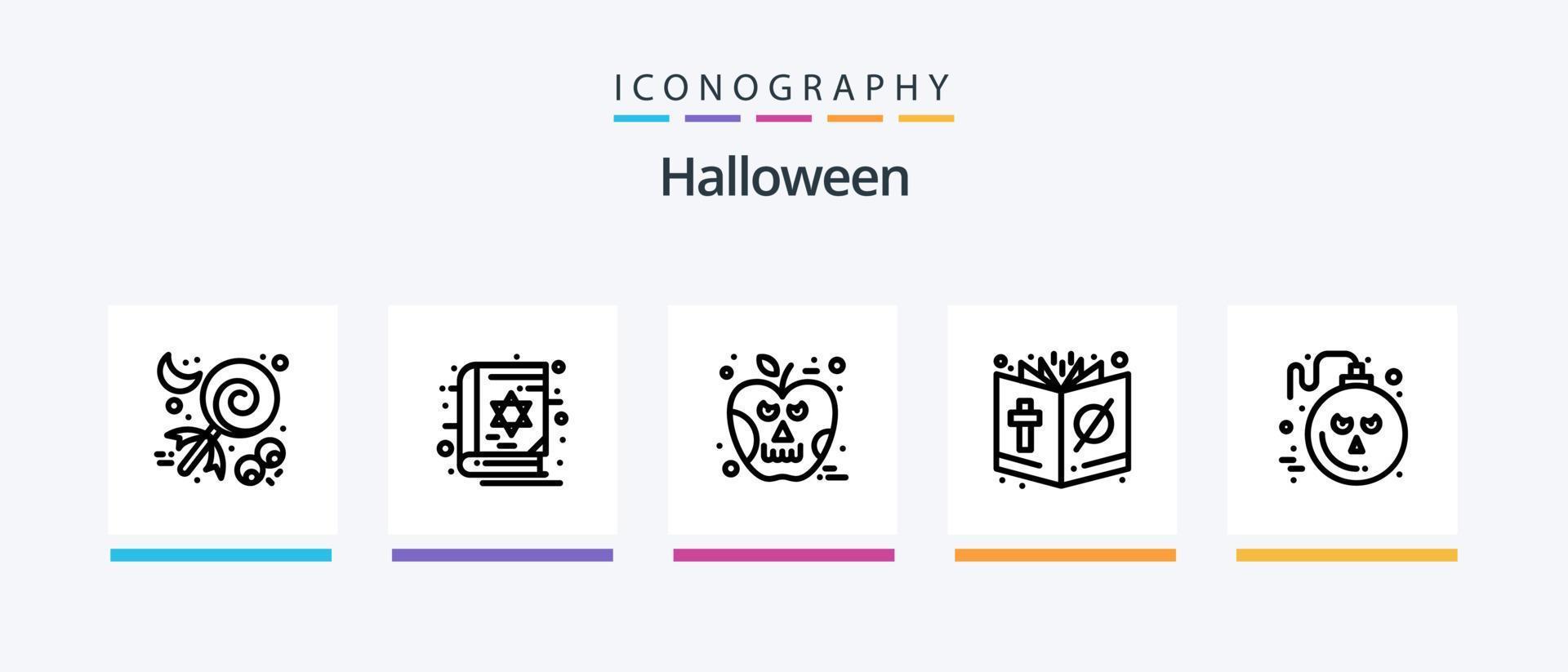 paquete de iconos de halloween line 5 que incluye halloween. Casa embrujada. lobo. obsesionado. aterrador. diseño de iconos creativos vector