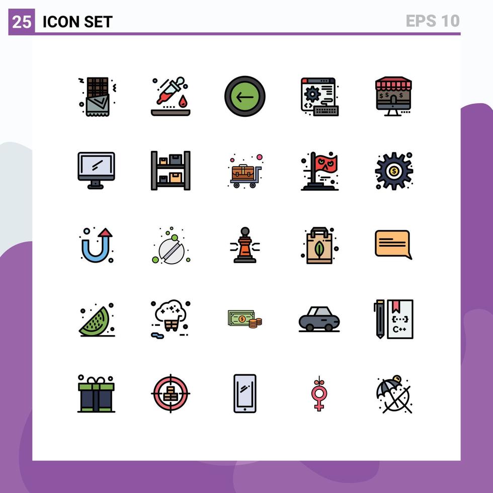 25 Creative Icons Modern Signs and Symbols of shop online back gear web Editable Vector Design Elements