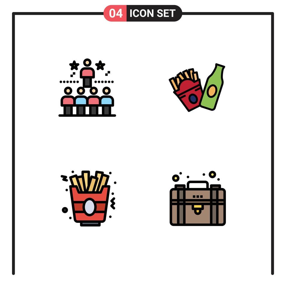 Pictogram Set of 4 Simple Filledline Flat Colors of position food top frise business Editable Vector Design Elements