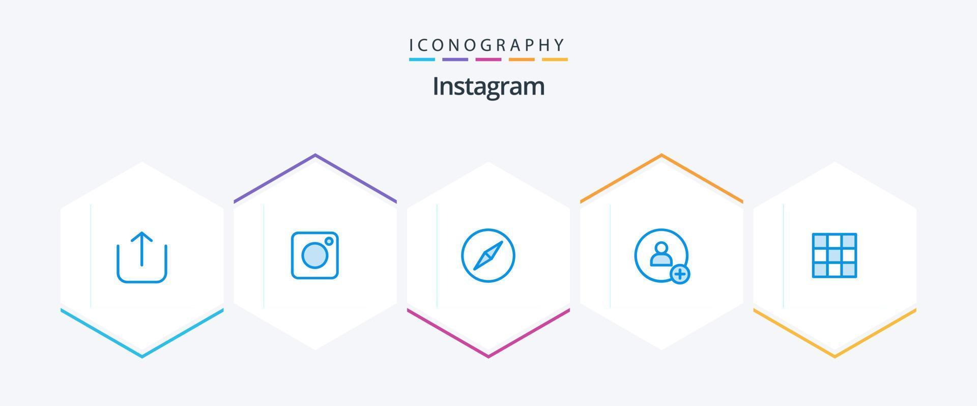 Instagram 25 Blue icon pack including . instagram. compass. gallery. twitter vector