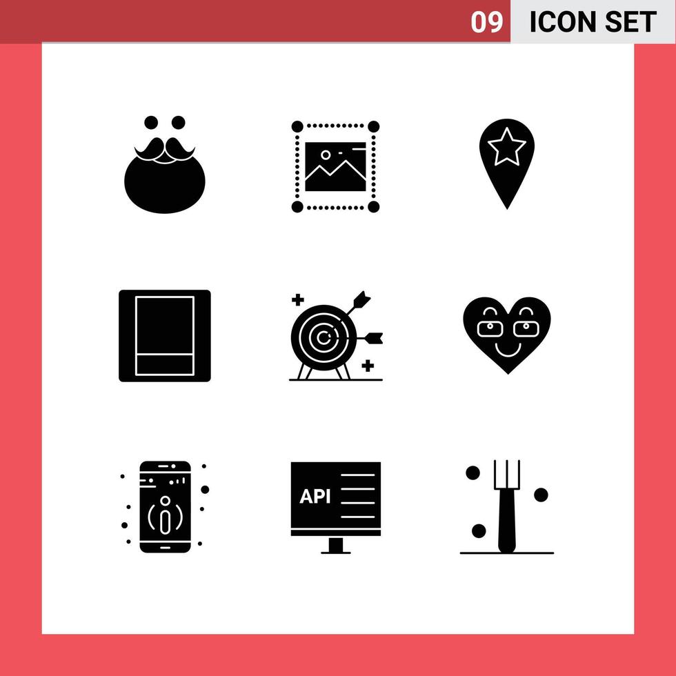 Mobile Interface Solid Glyph Set of 9 Pictograms of arrow toggle graphics switch star Editable Vector Design Elements
