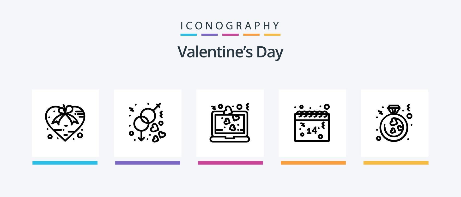 Valentines Day Line 5 Icon Pack Including . night. heart. moon. love. Creative Icons Design vector