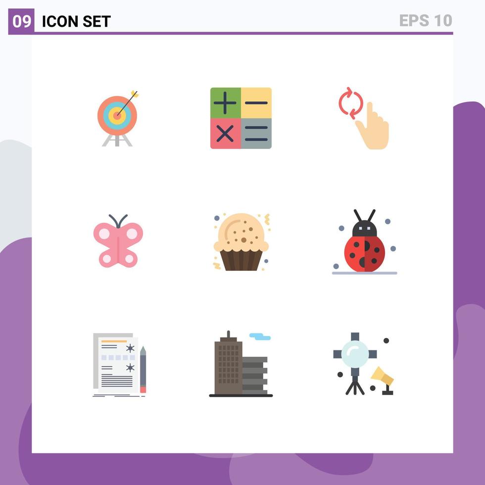 conjunto de 9 iconos de interfaz de usuario modernos signos de símbolos para la actualización de galletas de otoño elementos de diseño de vectores editables de insectos navideños