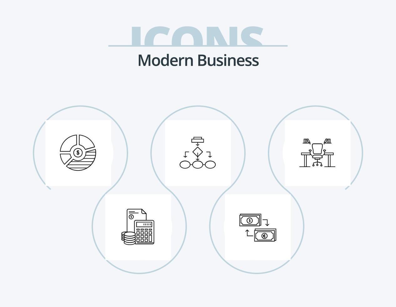 Modern Business Line Icon Pack 5 Icon Design. computer. business. business. table. financial vector