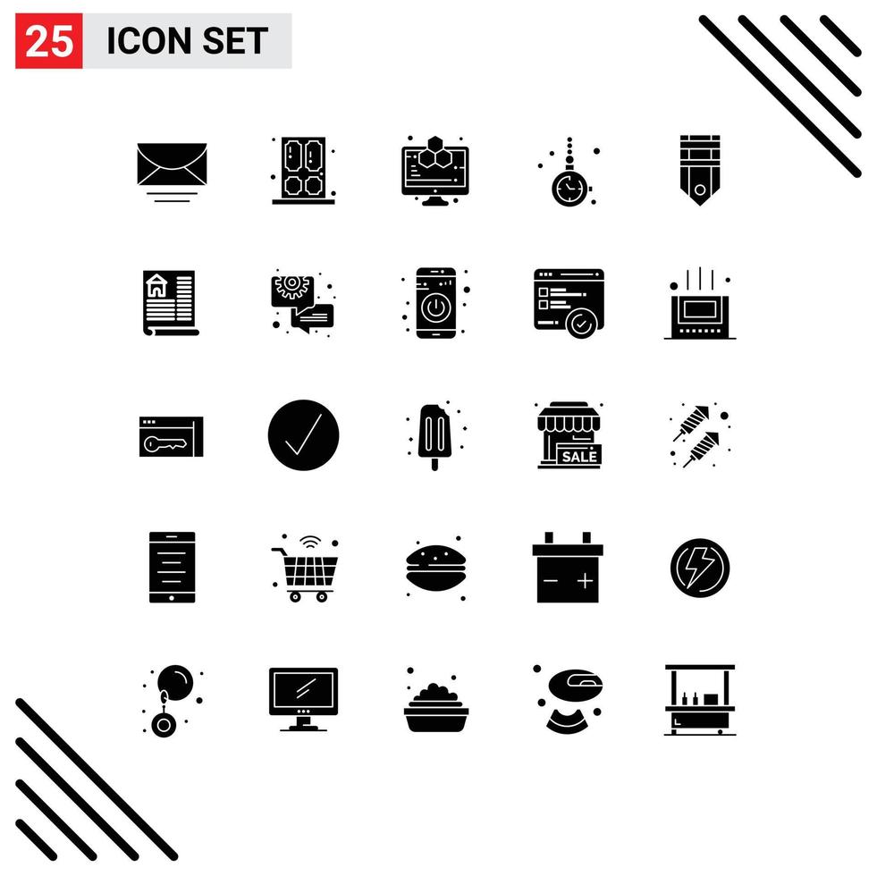 Solid Glyph Pack of 25 Universal Symbols of badge jewelry analytics fashion accessorize Editable Vector Design Elements