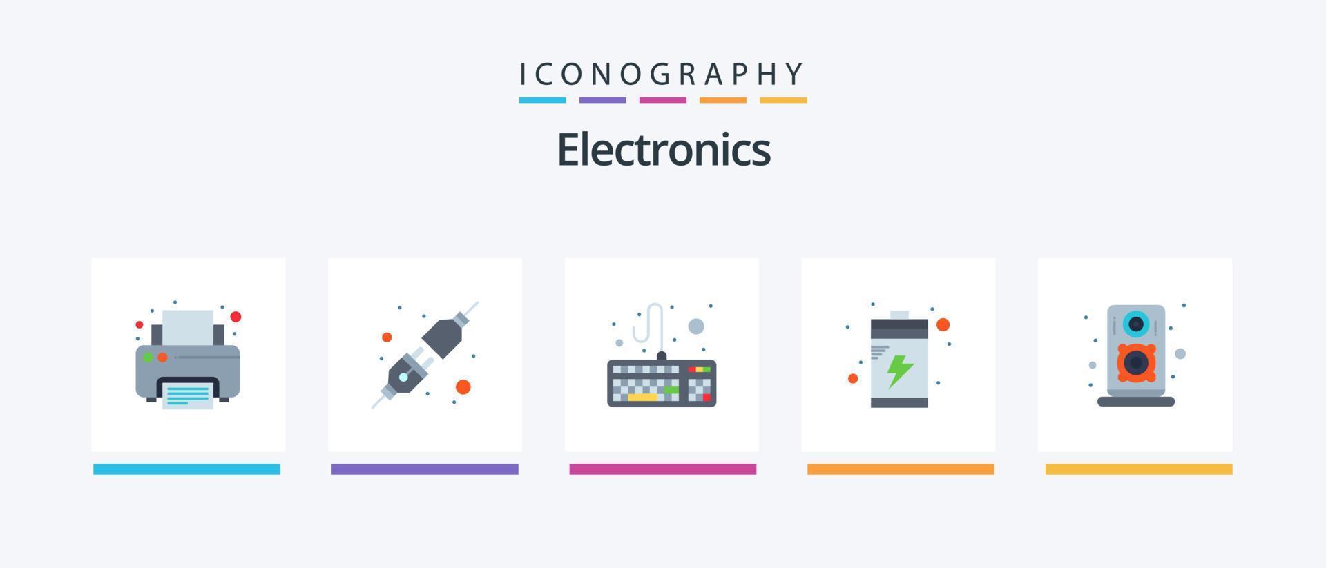 Electronics Flat 5 Icon Pack Including . speaker. hardware. loudspeaker. device. Creative Icons Design vector