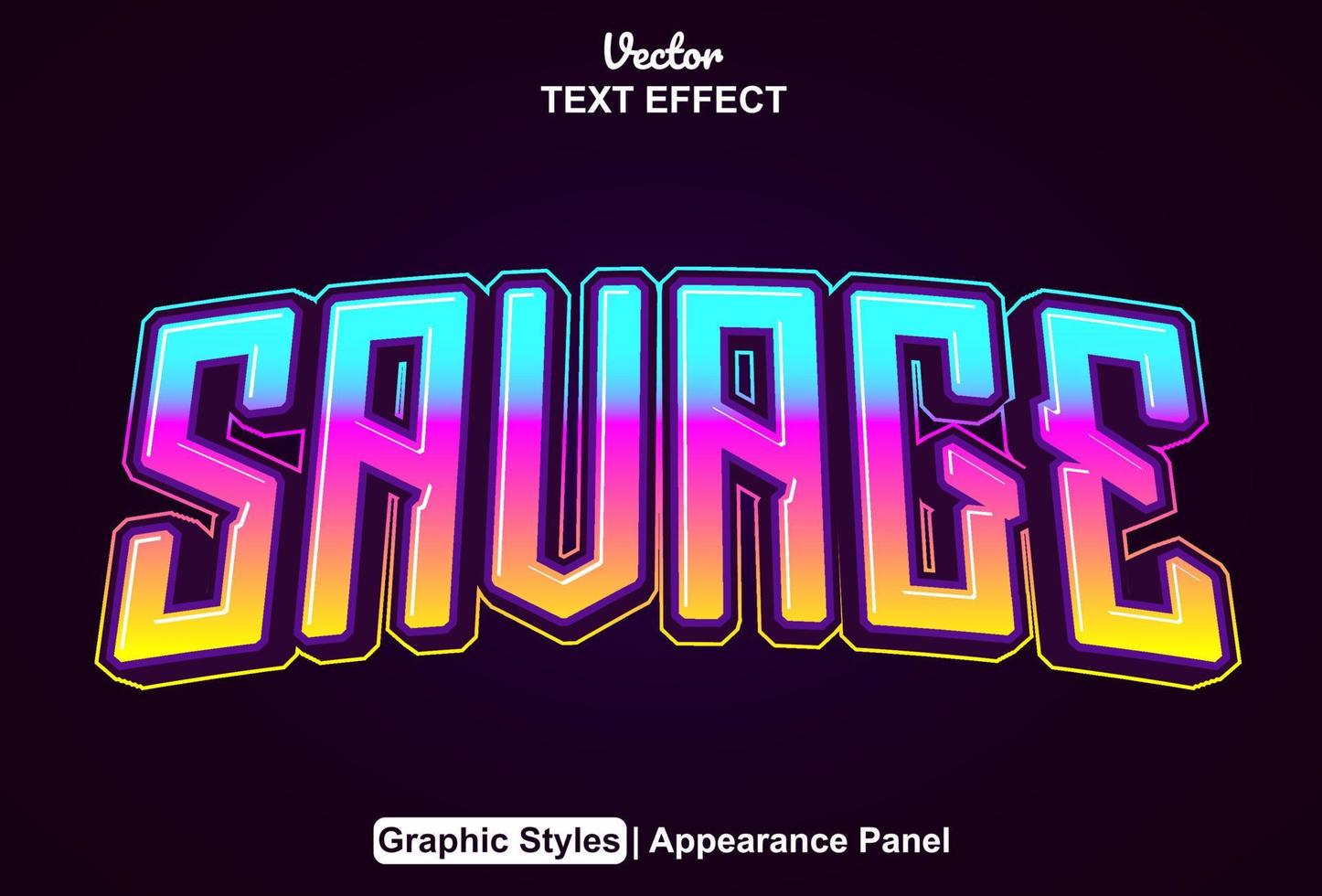 Savage text effect with graphic style and editable. vector