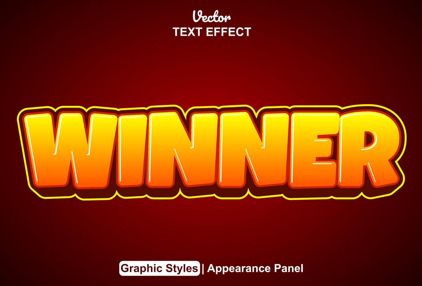 Winner text effect with graphic style and editable. vector