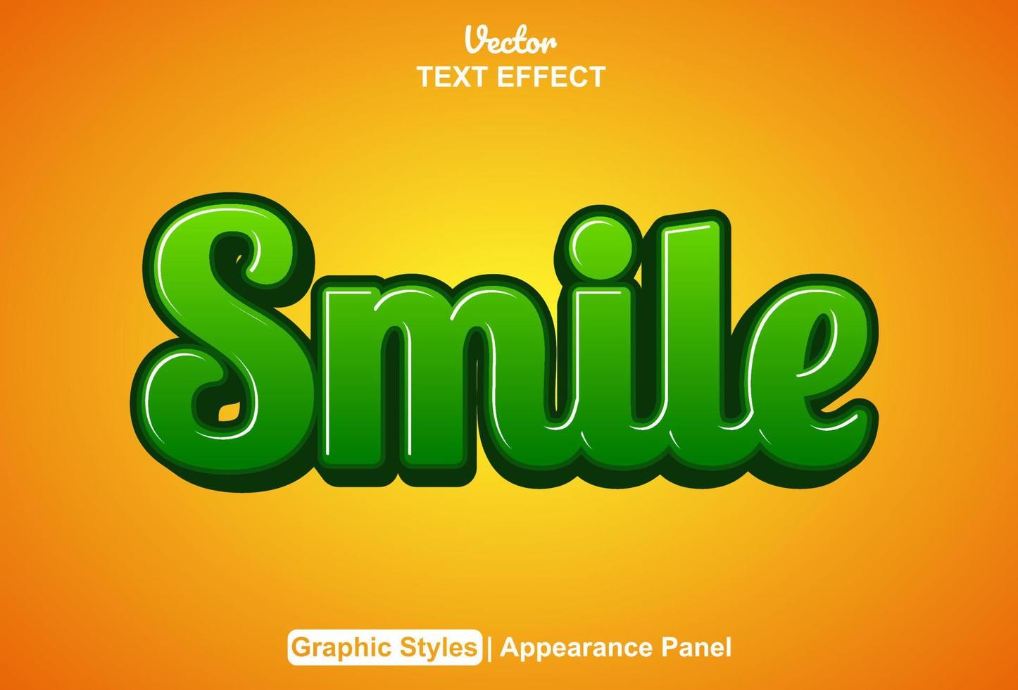 efecto de texto de sonrisa con estilo gráfico y editable. vector