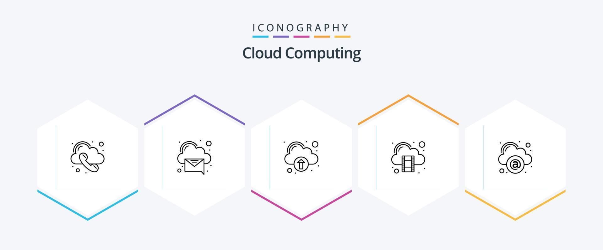 Cloud Computing 25 Line icon pack including mail. technology. storage. cloud vector