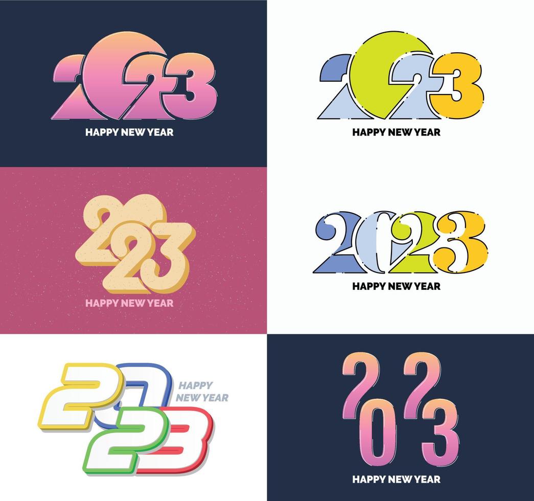 Big Collection of 2023 Happy New Year symbols Cover of business diary for 2023 with wishes vector