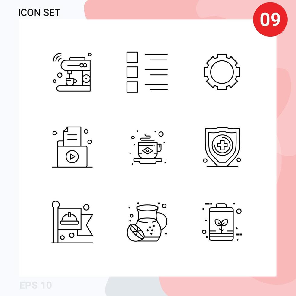 paquete de iconos de vector de stock de 9 signos y símbolos de línea para elementos de diseño de vector editables de instagram de archivo de menú de carpeta de registro