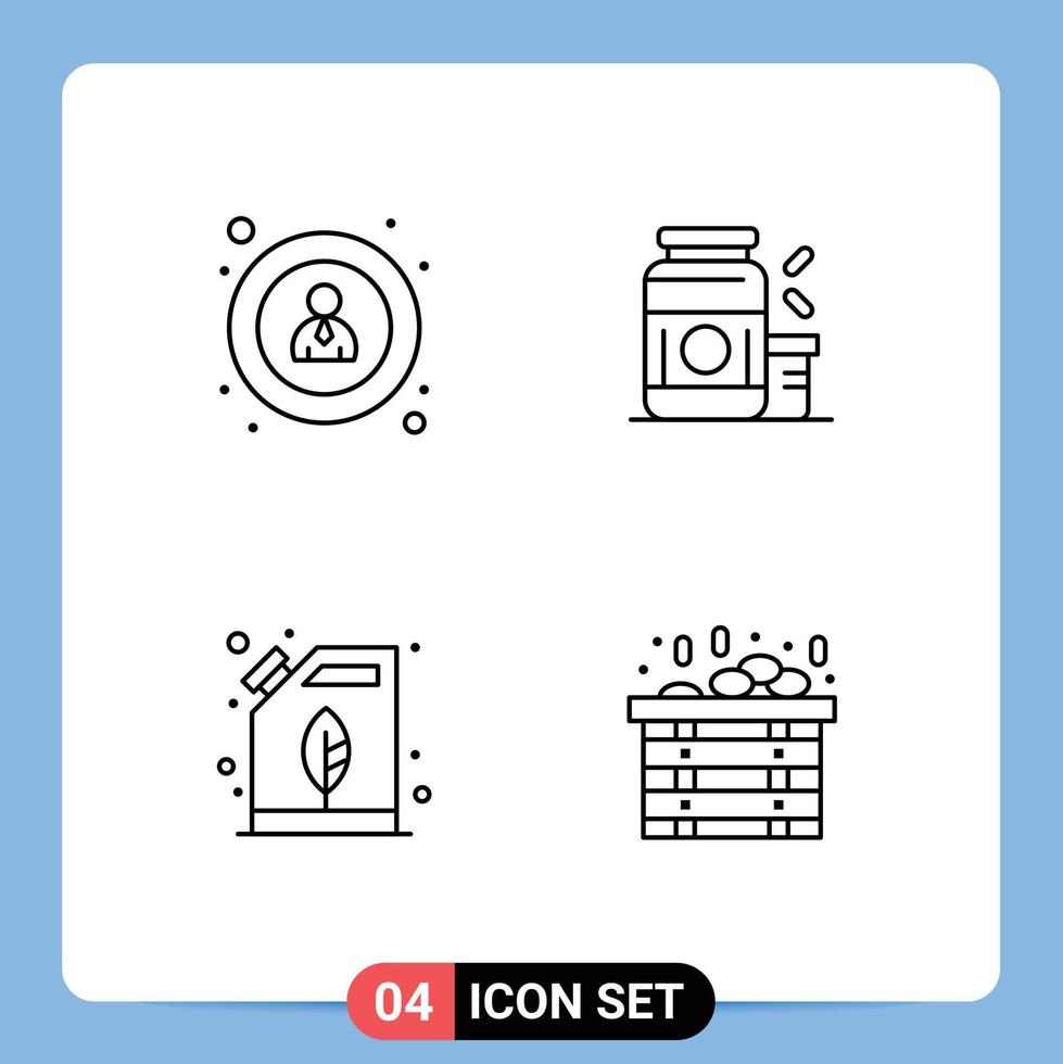 Group of 4 Modern Filledline Flat Colors Set for interface electric bodybuilding sports oil Editable Vector Design Elements