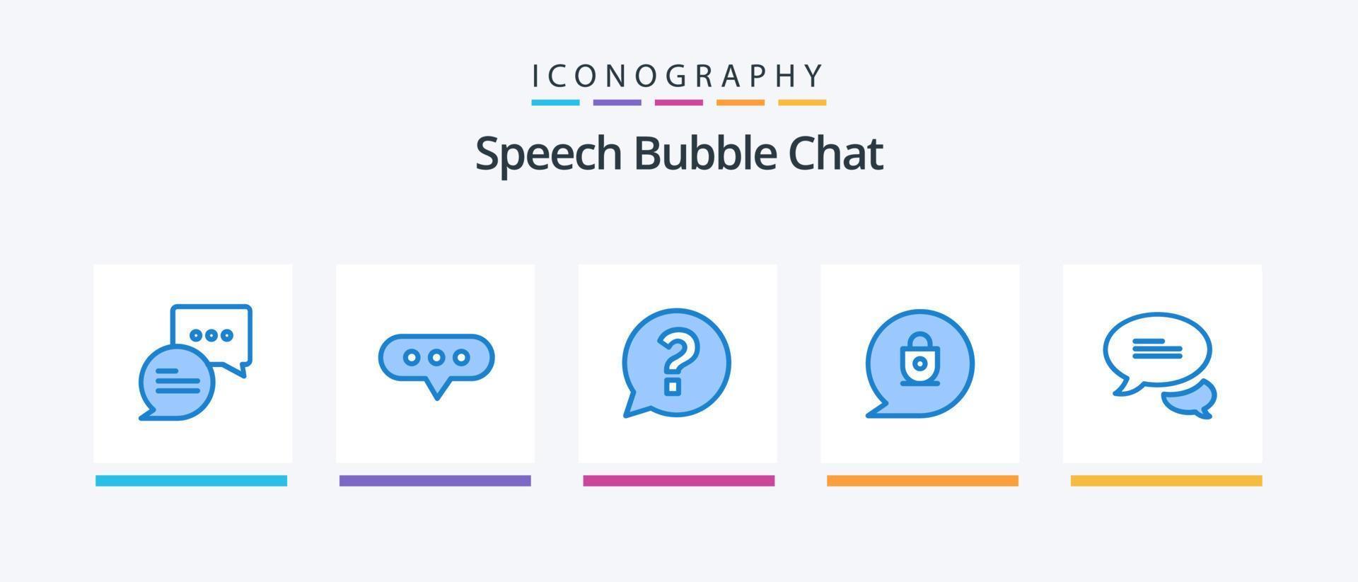 Chat Blue 5 Icon Pack Including . texting. question. messaging. locked. Creative Icons Design vector