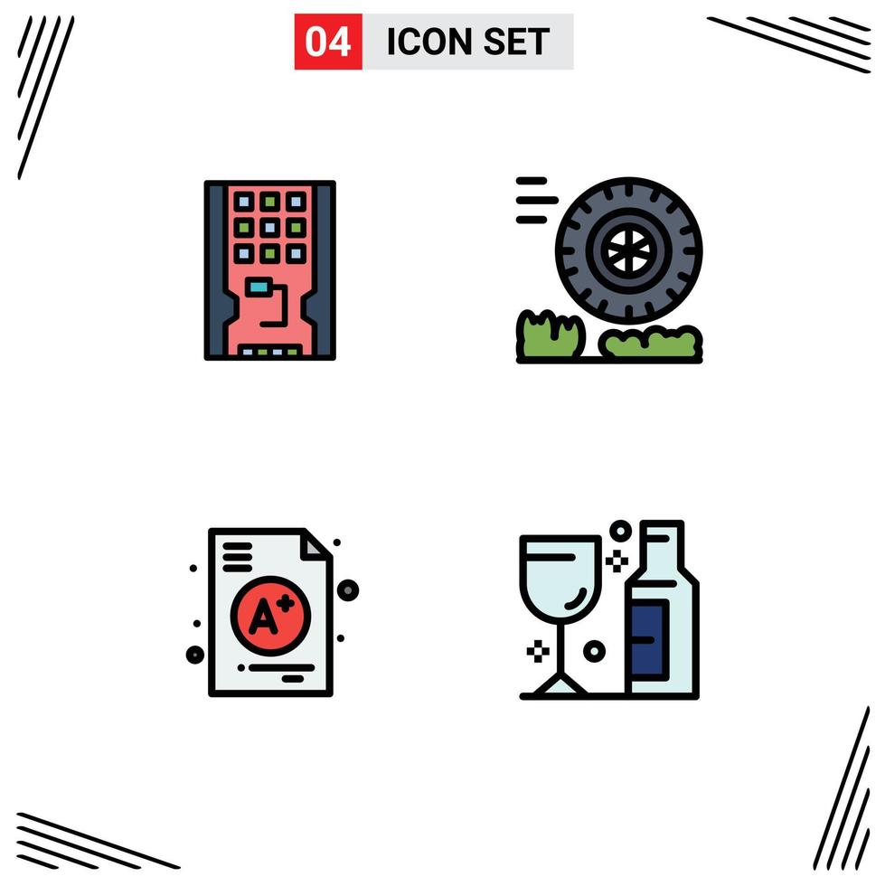 Modern Set of 4 Filledline Flat Colors Pictograph of disk a solid motion school Editable Vector Design Elements