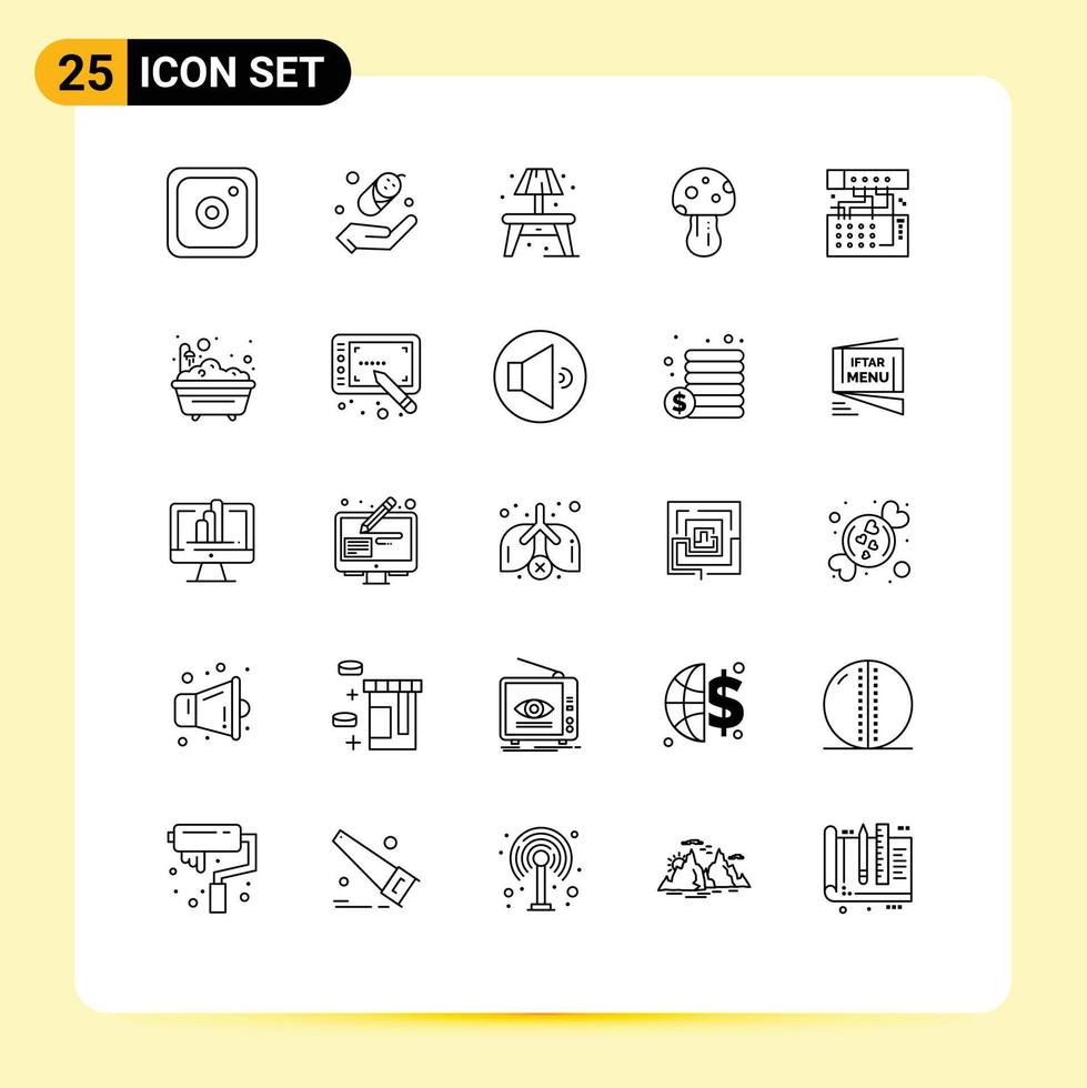 Pack of 25 creative Lines of sound device lump connection spring Editable Vector Design Elements