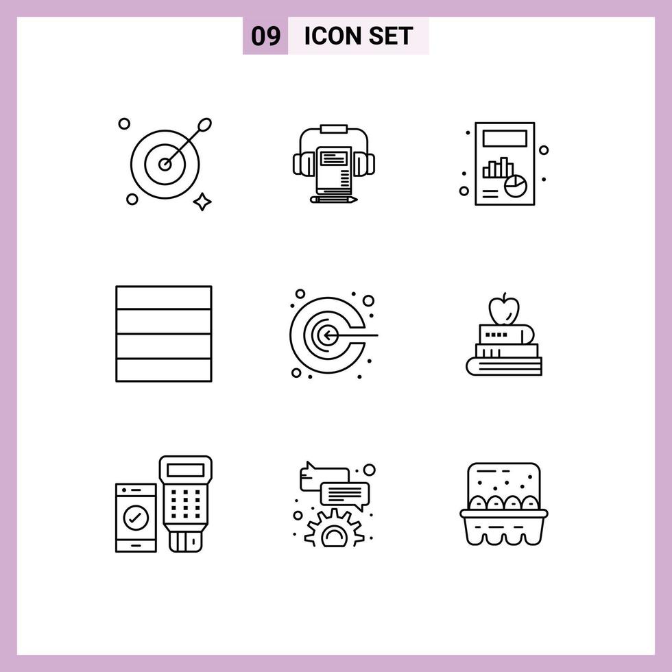 9 Universal Outline Signs Symbols of book megaphone calculate marketing wireframe Editable Vector Design Elements