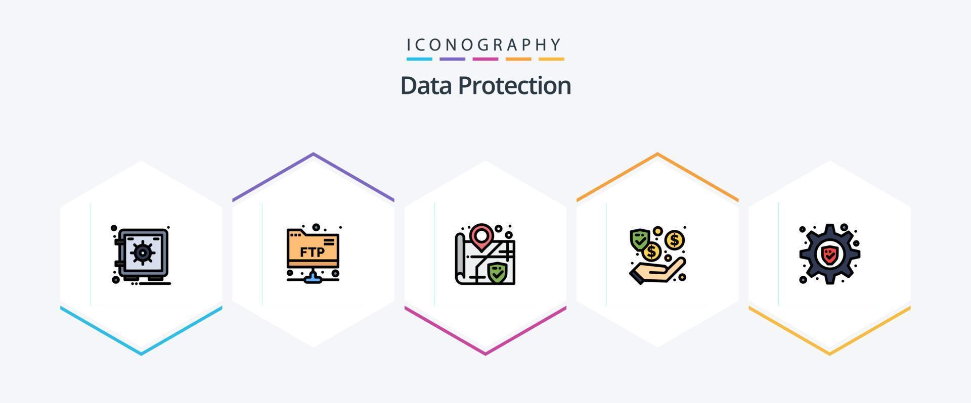 paquete de iconos de 25 líneas completas de protección de datos que incluye . seguridad. seguridad. cerrar con llave. seguridad vector