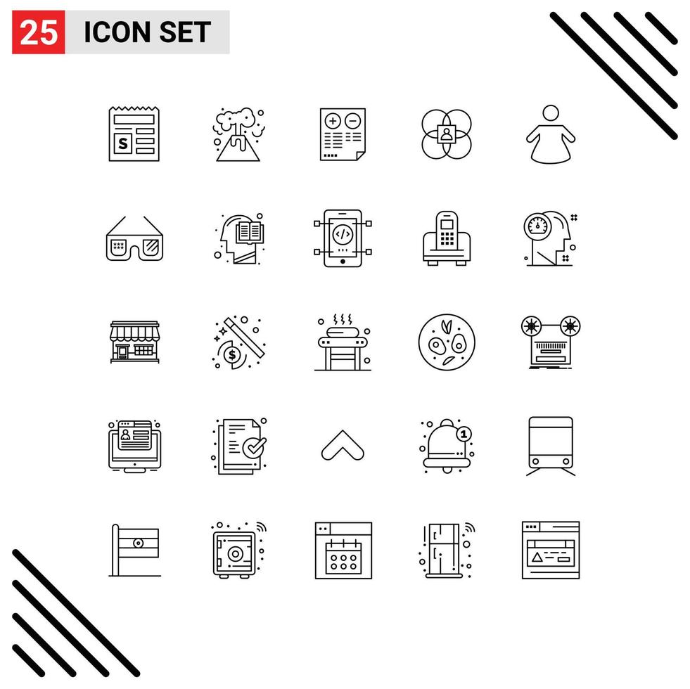 25 Universal Lines Set for Web and Mobile Applications people model cons human character Editable Vector Design Elements