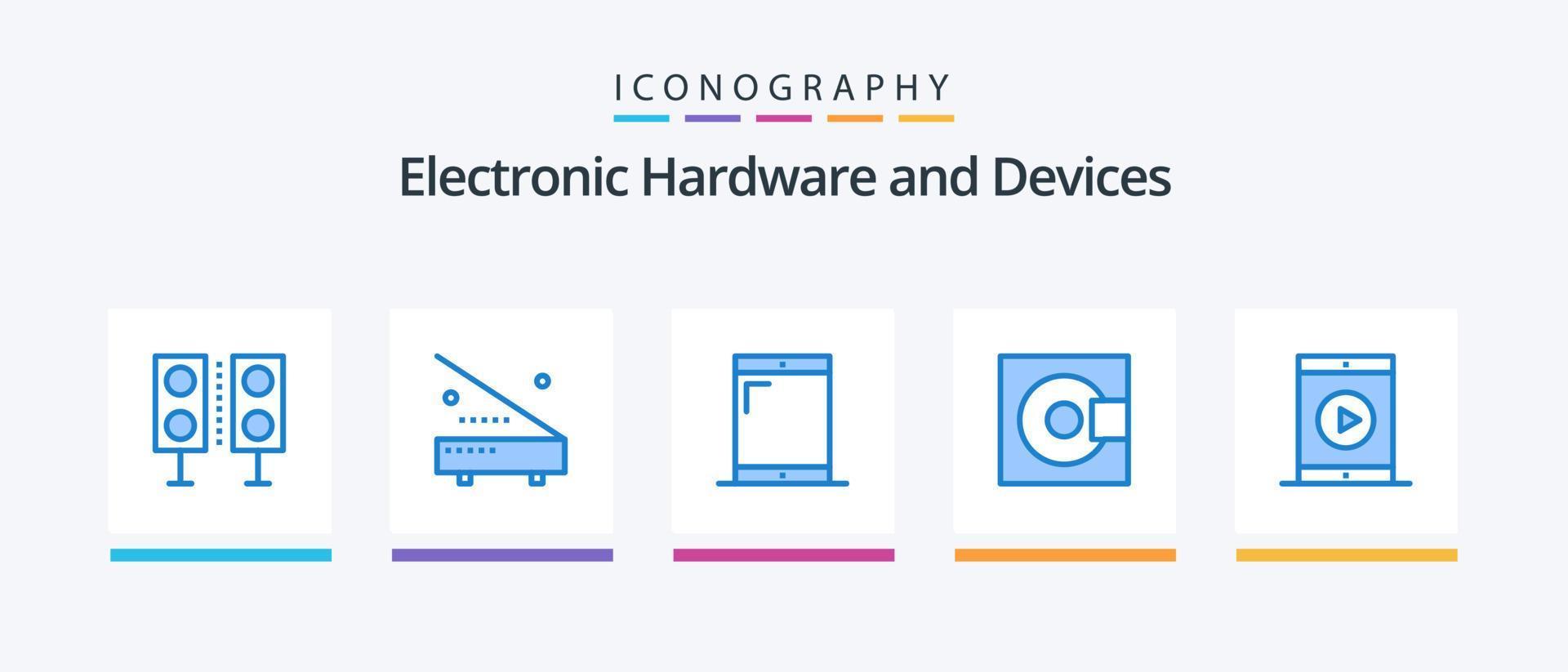 Devices Blue 5 Icon Pack Including technology. minidisc. equipment. electronics. phone. Creative Icons Design vector