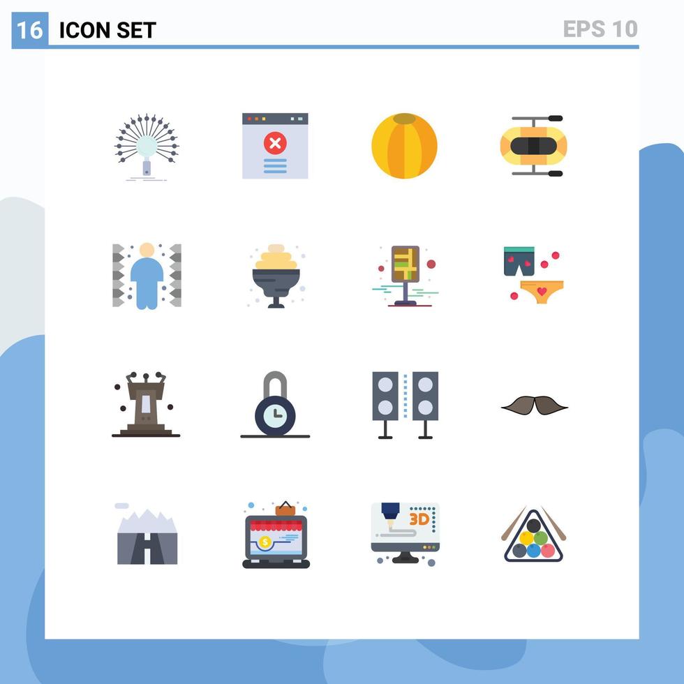 16 User Interface Flat Color Pack of modern Signs and Symbols of task complication ball challenge boat Editable Pack of Creative Vector Design Elements