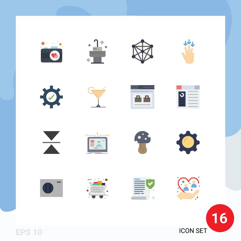 Pack of 16 Modern Flat Colors Signs and Symbols for Web Print Media such as cocktail setting learning gear arrow Editable Pack of Creative Vector Design Elements