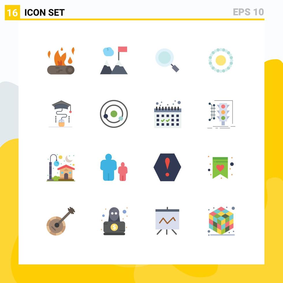 Universal Icon Symbols Group of 16 Modern Flat Colors of online mouse general mala bracelet Editable Pack of Creative Vector Design Elements