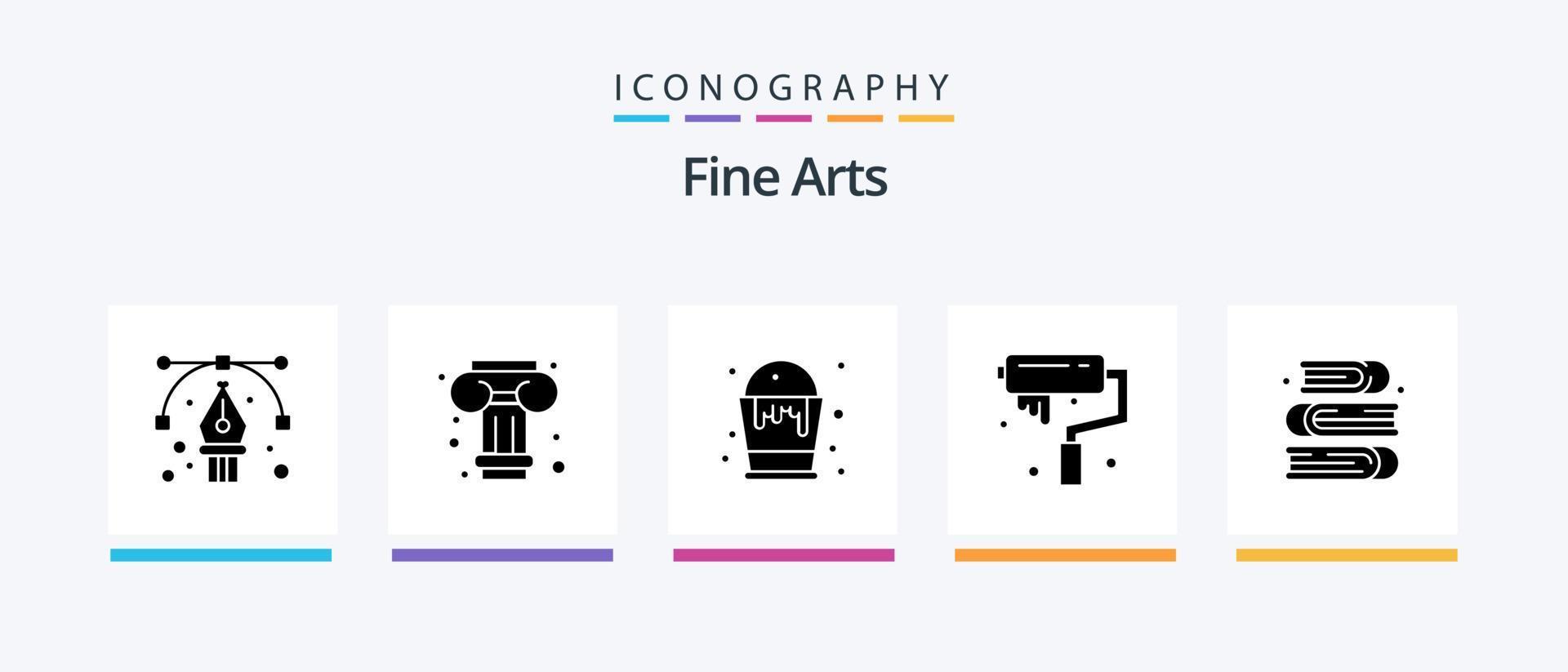 Fine Arts Glyph 5 Icon Pack Including paint. art. color. roller. arts. Creative Icons Design vector