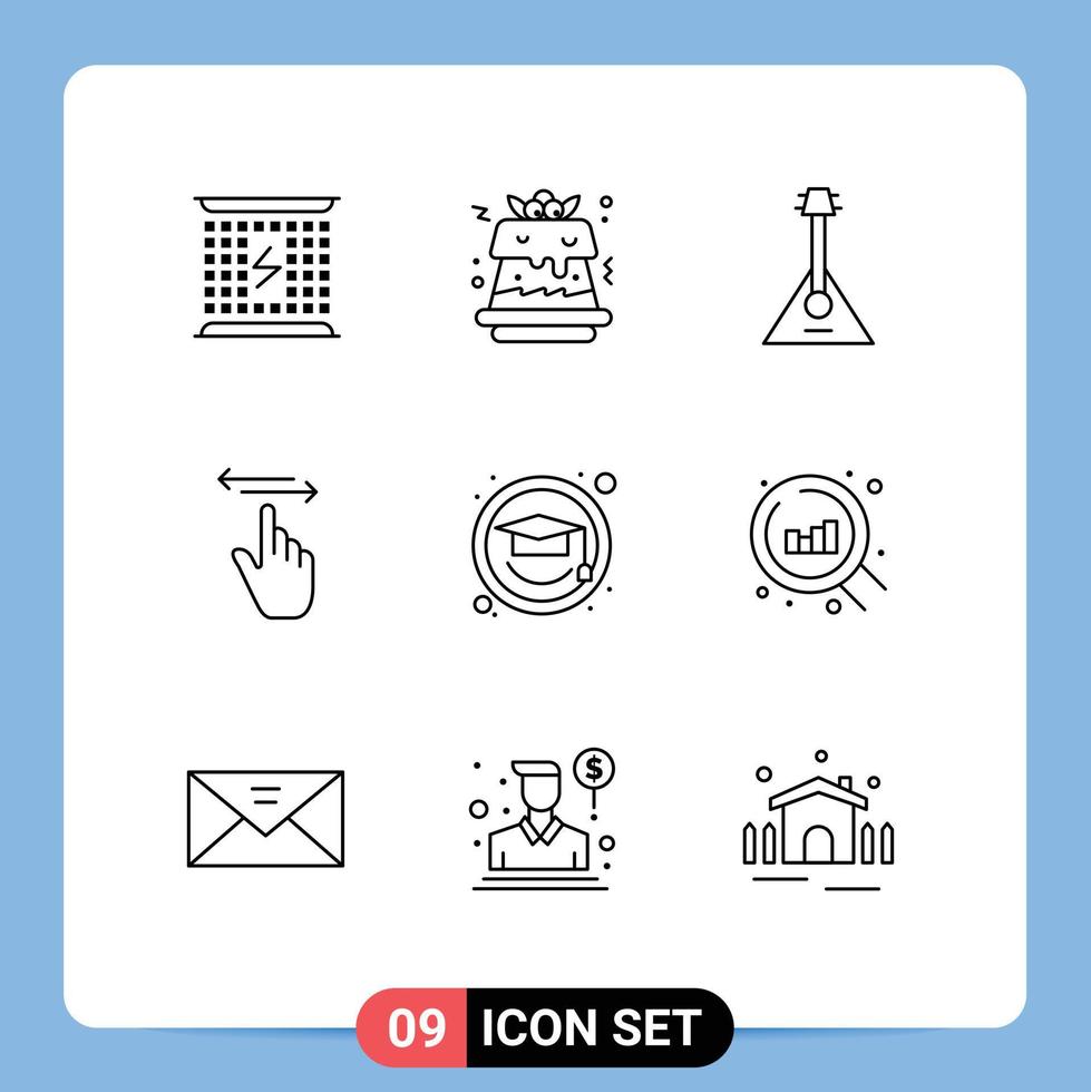 9 Creative Icons Modern Signs and Symbols of right hand audio gestures sound Editable Vector Design Elements