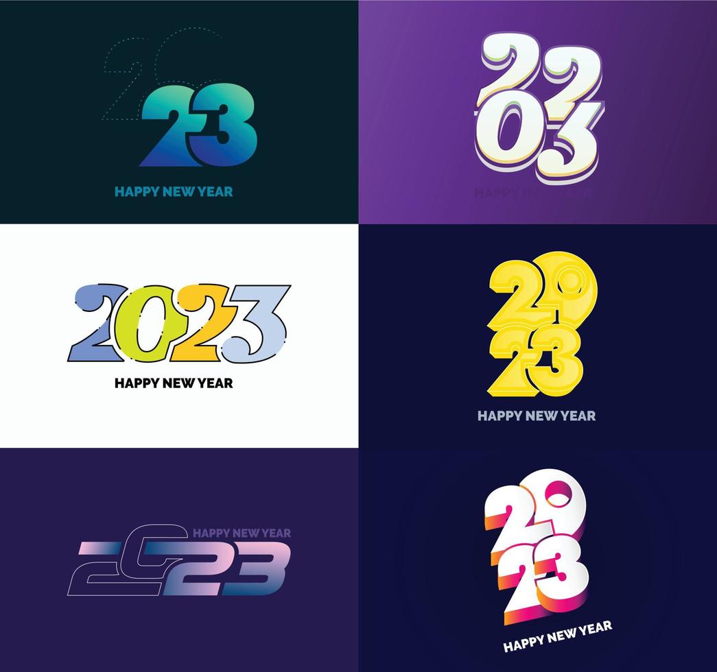 Big Set of 2023 Happy New Year logo text design 2023 number design template vector