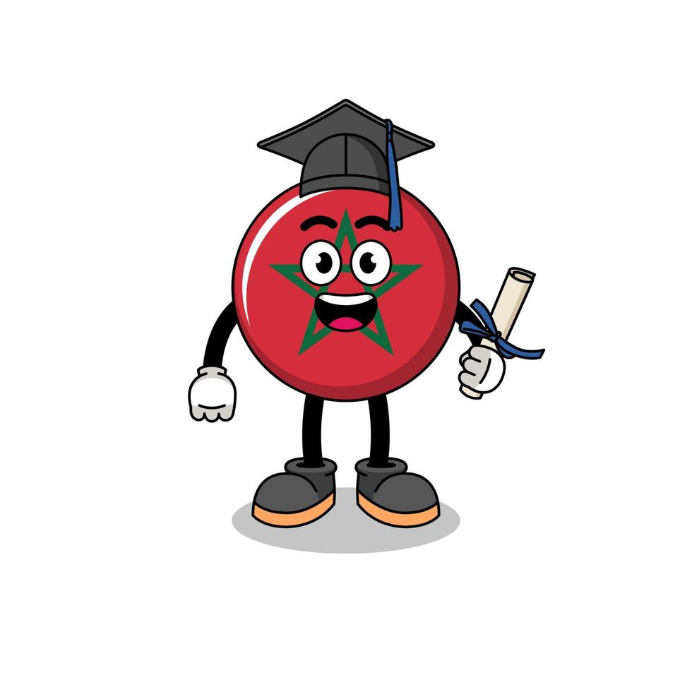 morocco flag mascot with graduation pose vector