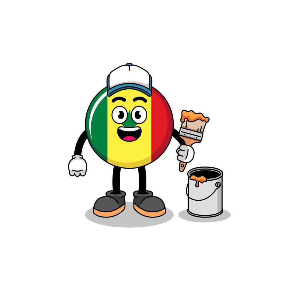 Character mascot of senegal flag as a painter vector